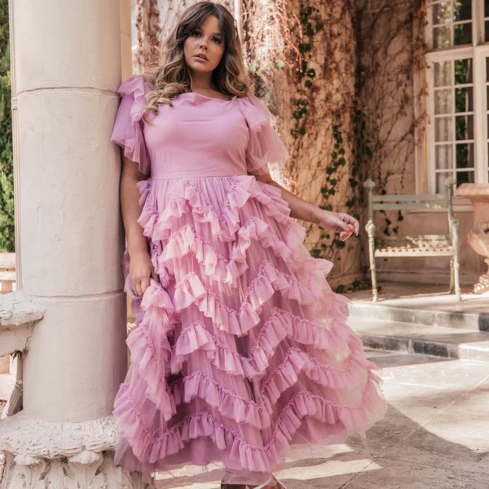 JessaKae Lavender Pink Ruffled Maxi Dress
